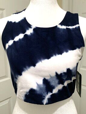 NWT Marc New York Performance Navy & White Tie‑Dye Sports Bra Women Size M